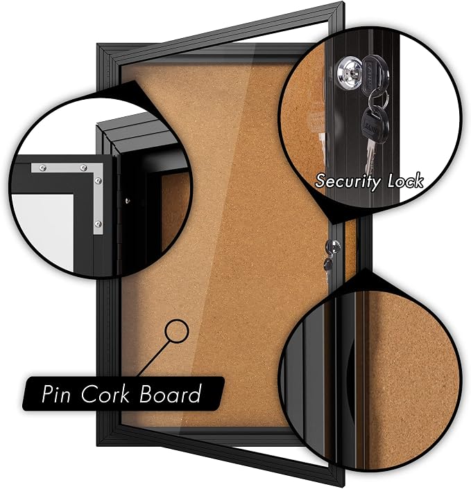 INNOVART Enclosed Bulletin Board 36”x24”, Lockable Cork Noticeboard - Image 4