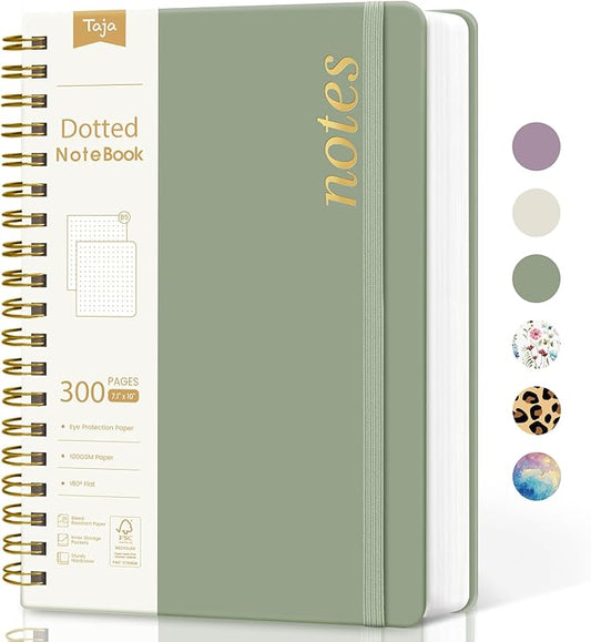 Spiral Dotted Notebook Journal for Work, 300 Pages, Thick B5 (7.1"x10") Bullet Dotted Journal for Women & Writing, Hardcover Notebook for Note Taking, Perfect for Work School Note Taking Business, Green-DeskLoop Office