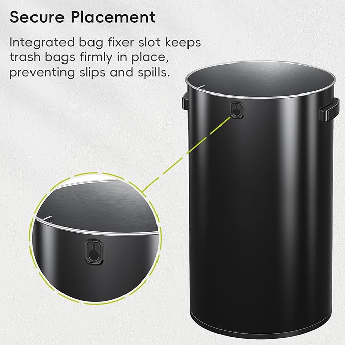 EKO Urban 32 Gallon Round Black Stainless Steel Open Top Waste Bin, Tall Commercial Trash Can for Indoor/Outdoor, Extra Large Metal Garbage Bin for Office, Restaurant, Restroom,120L-DeskLoop Office