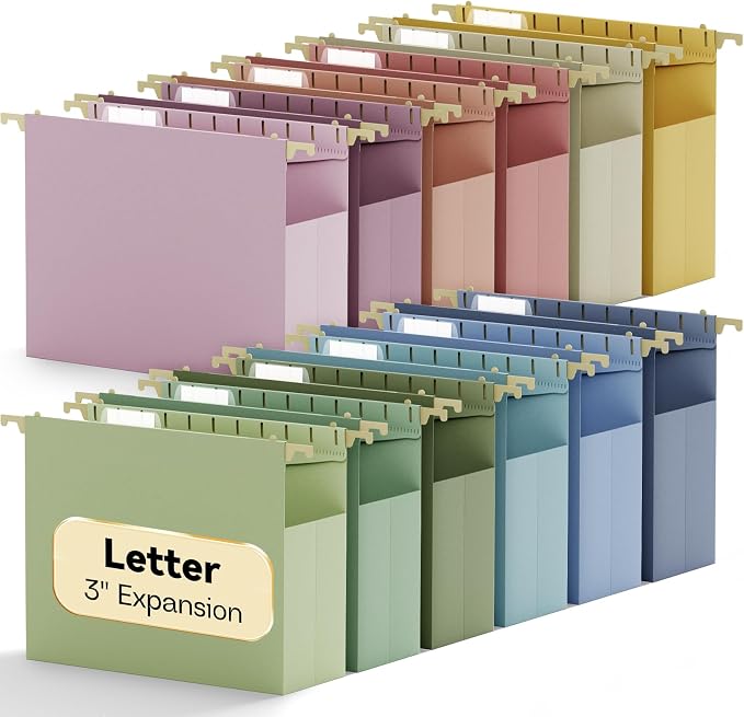 Extra Capacity Hanging File Folders Letter Size, Plastic Filing Cabinet Folders by NORDUN