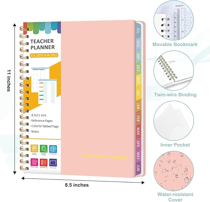 Teacher Planner 2026-2027, 7 Period Lesson Plan Book, 8.5" x 11" | July - Image 7
