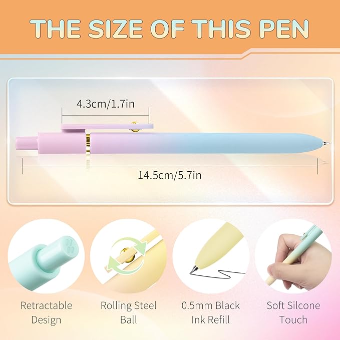 UIXJODO 12 Pcs Gel Pens 0.5mm Quick Dry Black Ink Pens Fine Point Smooth - Image 2