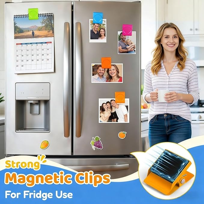 Grtard 8 Pack Colorful Magnetic Clips, Strong Fridge Magnets Clips Heavy Duty - Image 2