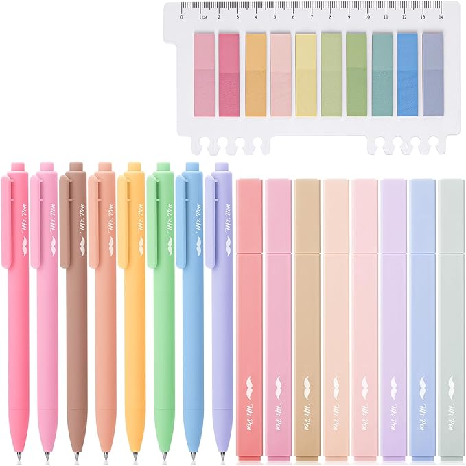 Mr. Pen- Aesthetic Highlighters and Gel Pens, 16 Pack | 200 Sheets Sticky Tabs by MrPen