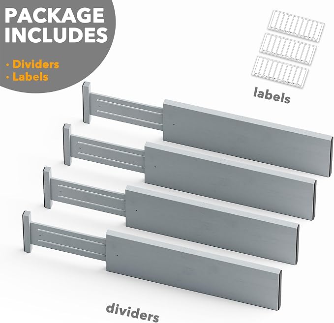 SpaceAid Bamboo 4 Pack Dresser Drawer Dividers, 4.65“ High Adjustable 17“-22” - Image 7