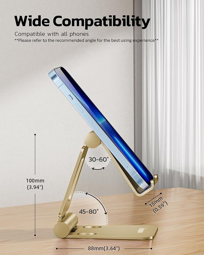 Nulaxy Dual Folding Cell Phone Stand, Fully Adjustable Foldable Desktop Phone - Image 2