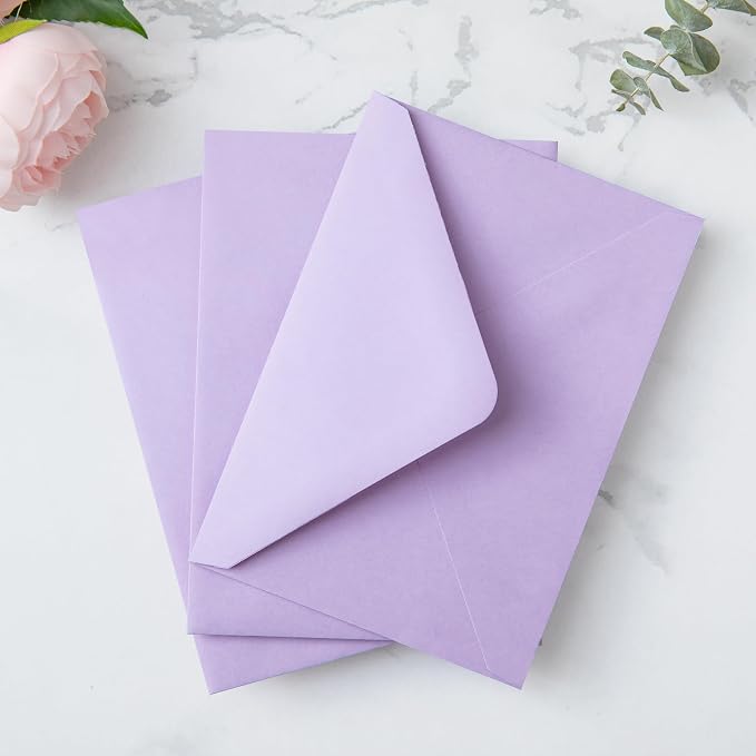 PONATIA 50 Pack A1 Envelopes, 3.62 x 5.2'' Lilac Envelopes Perfect - Image 5