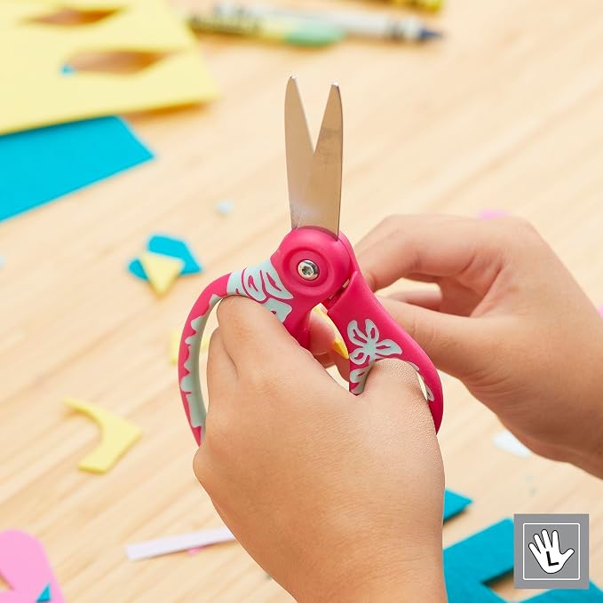 Fiskars 5" SoftGrip Left-Handed Kids Scissors, Pointed Tip, Safety Edge - Image 6
