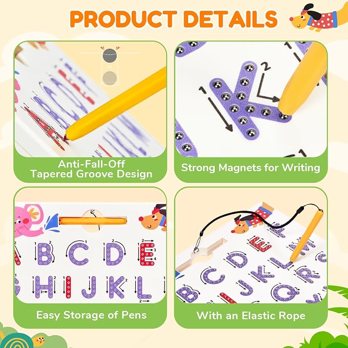 JoyCat Magnetic Animal Letter Tracing Board, Double-Sided ABC Magnets - Image 7
