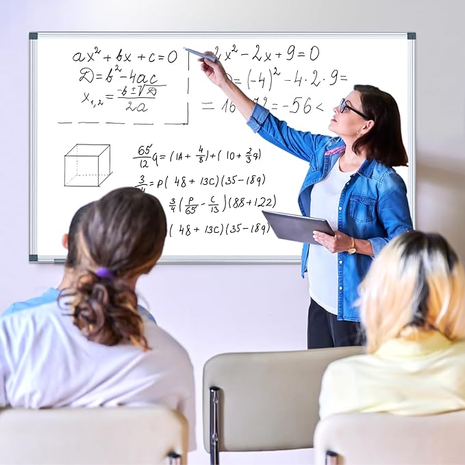H-Qprobd White Board Dry Erase Boards for Wall 5' x 3' Magnetic Whiteboard - 60"x36" Aluminum Presentation Large Whiteboard with Long Pen Tray, 6 Markers, 2 Erasers &12 Magnets-DeskLoop Office