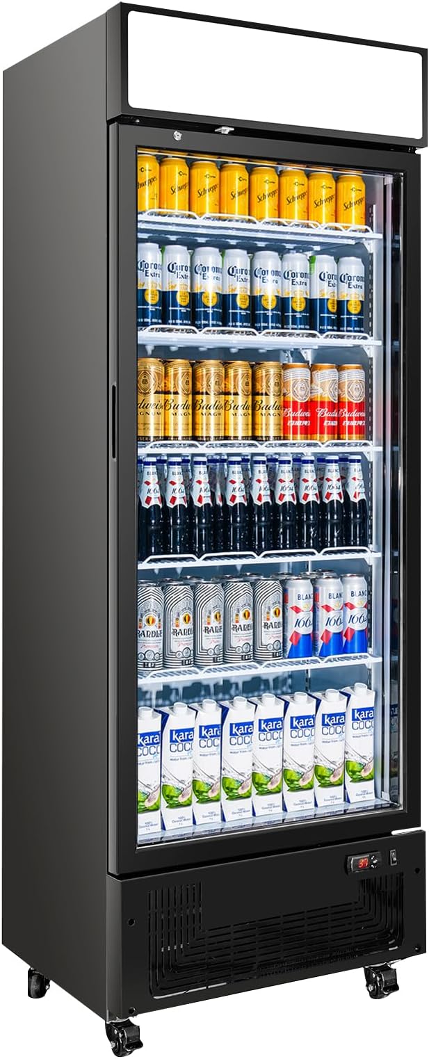 Commercial Beverage Refrigerator 15 Cu.ft. with Glass Door Display Merchandiser Fridge ETL Drink Cooler for Bars,Restaurants, Convenience Stores, Supermarkets and Offices-DeskLoop Office