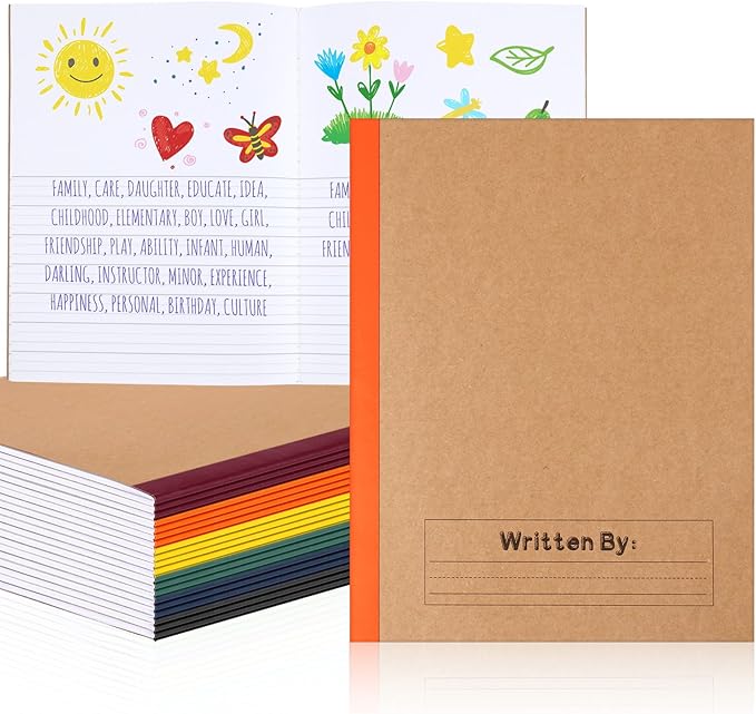 Henoyso 20 Pcs Primary Composition Notebook 9 3/4 x 7 1/2 Inch Kids Journal, Back to School Supplies, K-2 Primary Writing Notebook for Kids Student Draw and Write Story Journal (Jewel Tone Color)-DeskLoop Office
