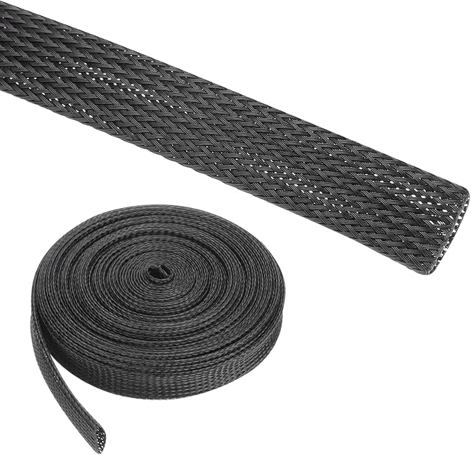 25ft PET Expandable Wire Loom 1 Inch, PET Braided Wire Sleeving Cable by Rebower