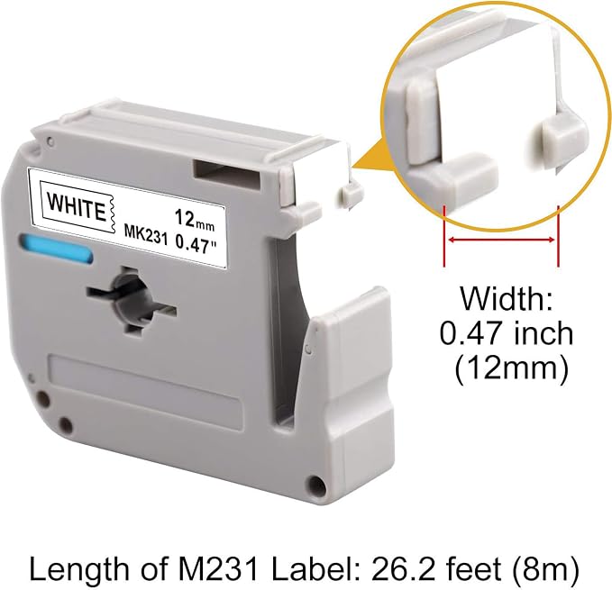 6-Pack M-K231 M Tape Compatible Label Tape Replacement - Image 3