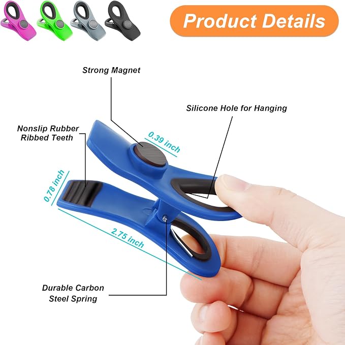 Jetmore 12 Pack Chip Clips, Bag Clips, Office Paper Clamps, Binder Clips - Image 6