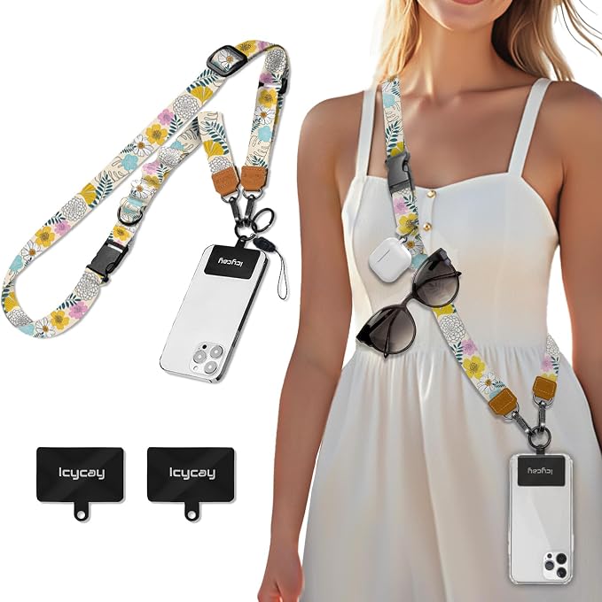Icycay Phone Lanyard Crossbody, Boho Floral Cell Phone Strap by Icycay