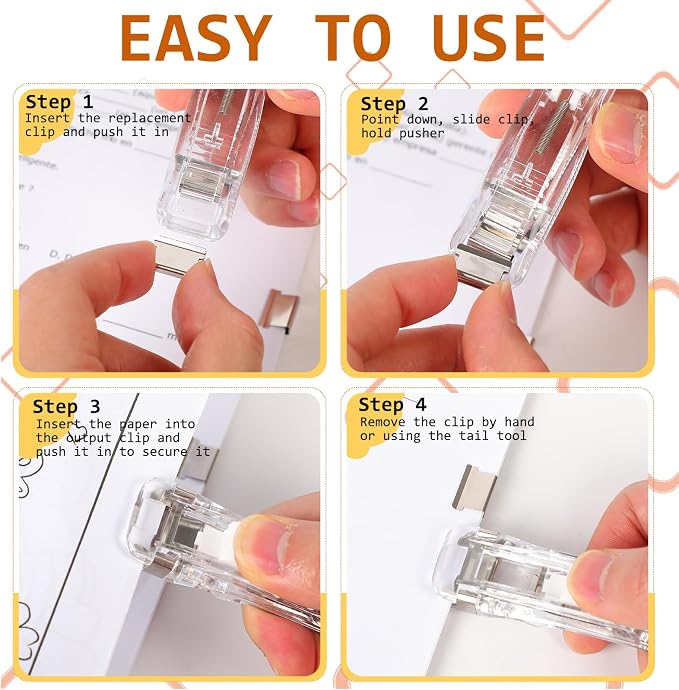Portable Binder Clip Stapler, Reusable Push Clip Dispenser, Paper Clamps & - Image 4