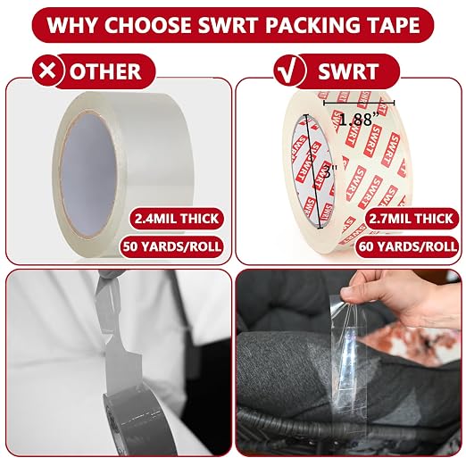 SWRT 2.7Mil Thick Ultra Clear Packing Tape, 36 Rolls Heavy Duty Packaging Tape - Image 2