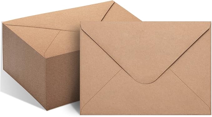 50 Packs of A7 Envelopes for Invitation, Kraft 5x7 Envelopes by Ribetween