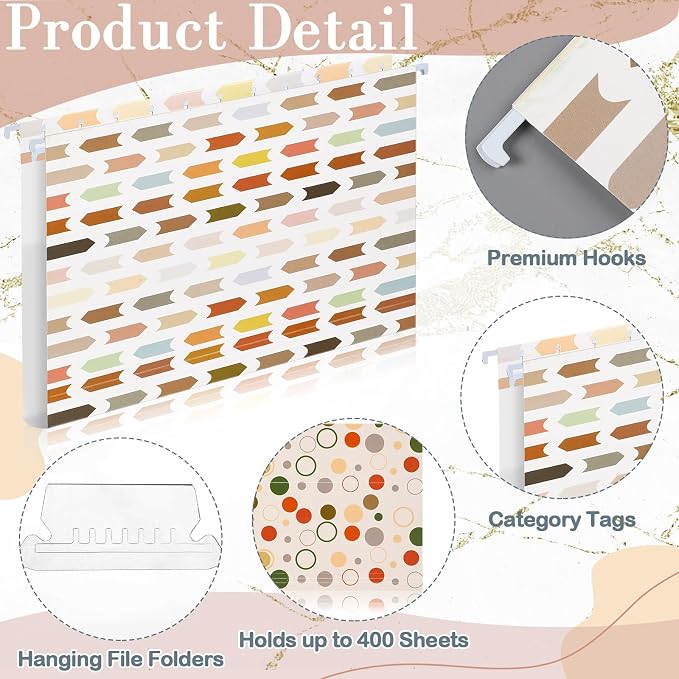 Qeeenar 30 Pcs Boho Hanging File Folders 9.5 x 11.5 in Decorative Cute Hanging - Image 4