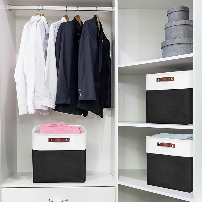 Bagnizer 13x13 Cube Storage Bins, Collapsible Fabric Storage Box, 4 Pack Closet - Image 2