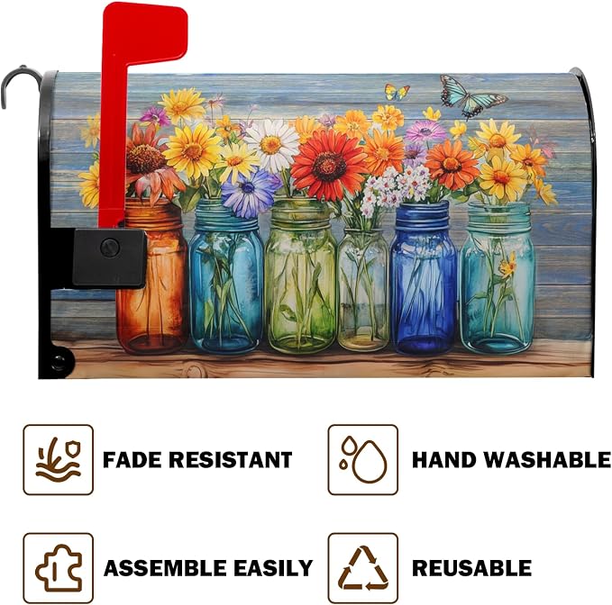 Spring Summer Mailbox Cover Magnetic Standard Size Welcome Spring Floral - Image 5