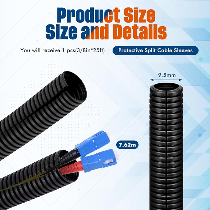 Sasylvia 3/8" x 25 ft Split Wire Loom Tubing Automotive Wire Loom Assortment - Image 4