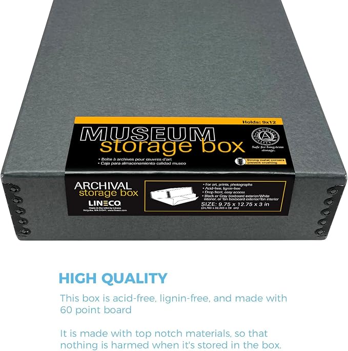 Lineco Museum Archival Storage Box, 9.75x12.75x3 in. Drop Front Design. - Image 6