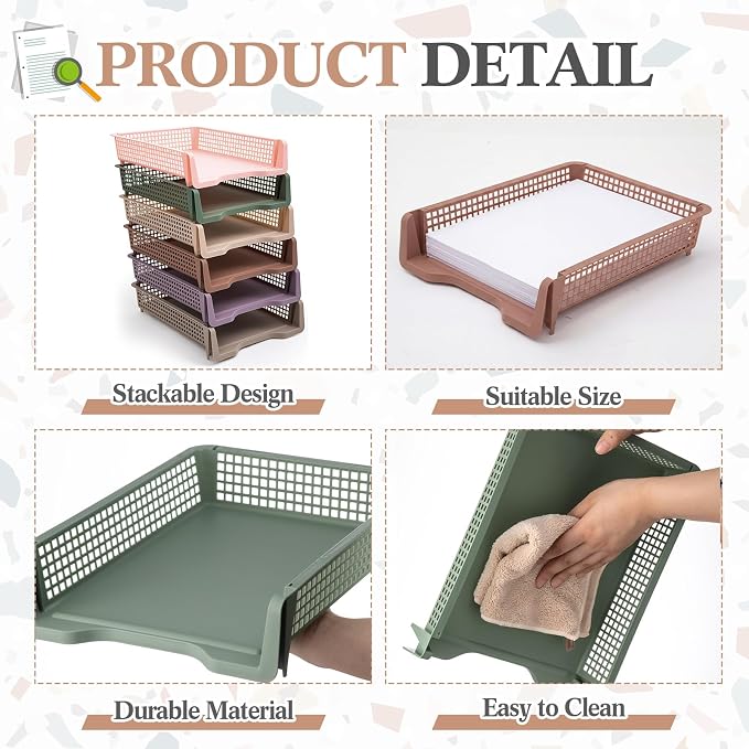 Geetery Set of 6 Turn in Trays Classroom Plastic Trays - Image 3