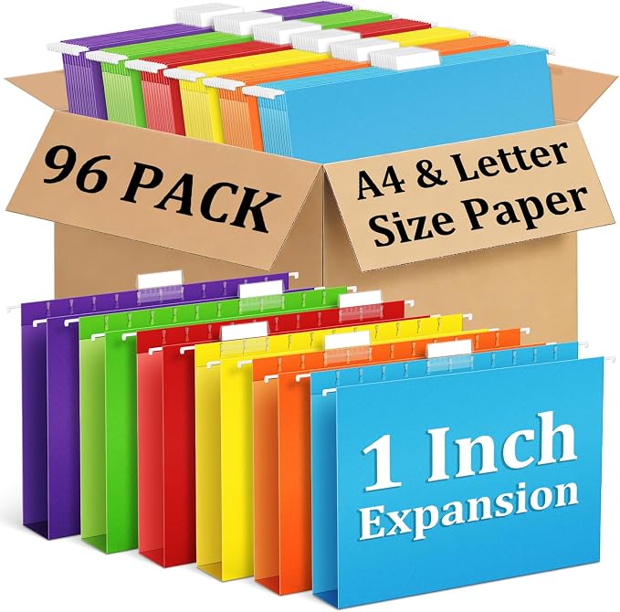 V-Opitos 96 Pack 1 Inch Expansion Hanging File Folders, Letter Size Hanging by Wearecommittedtotheresearchandproductionofhigh-qualitykidstoysschoolofficesuppliesandholidayproducts