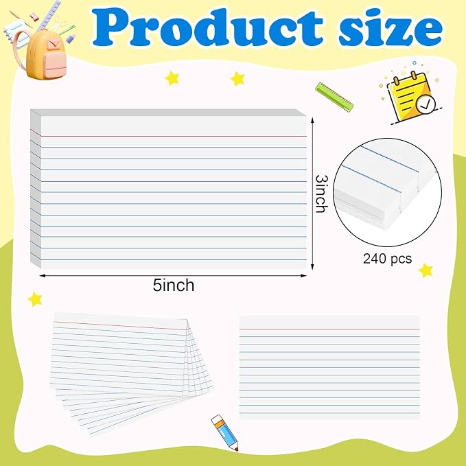 240 Count White Index Cards 3x5 Inch Flash Cards Flashcards Heavyweight Note - Image 2