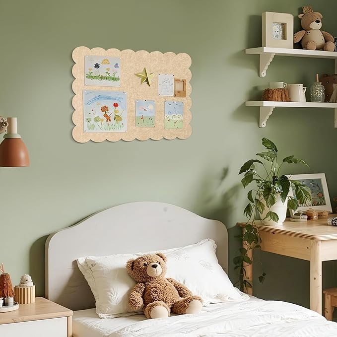 Lightomorrow Scalloped Bulletin Board, 24 x 18 Inches Felt Pin Board - Image 5