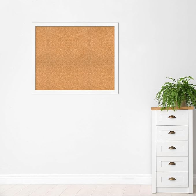 Amanti Art Natural Cork Board for Wall, 37x45 Vision Board with White Frame, Oversize Corkboard Office Decor for Home Organization, Modern Corkboard Pinboard to Display Items for Home Organization in-DeskLoop Office