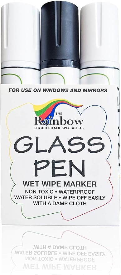 Glass Pen Window Marker: Liquid Chalk Pens for Glass, Whiteboard Markers with Washable Paint - Graduation, Car Windows, Mirror Pen, Storefront, Wedding, Party (3 Pens - Black & White - Jumbo Tip)-DeskLoop Office