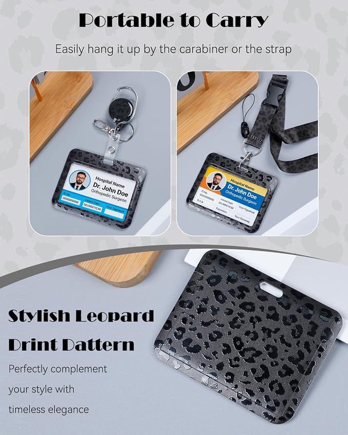 Uniclife Fashionable Sliding Badge Holder Horizontal Leopard - Image 3