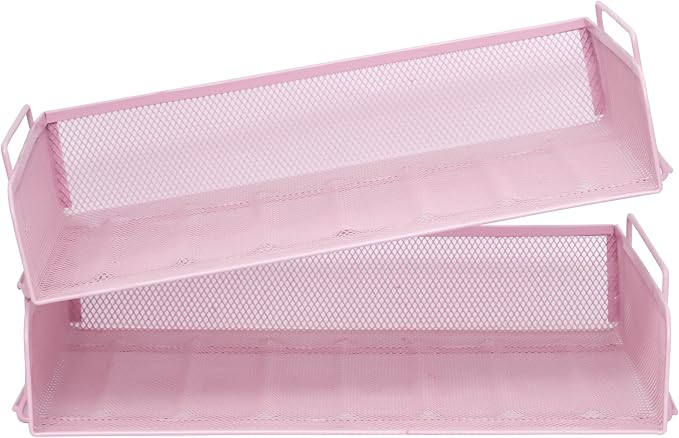 EASEPRES 2 Pack Stackable Desk Paper Tray, Metal Mesh Desktop Document Letter - Image 6