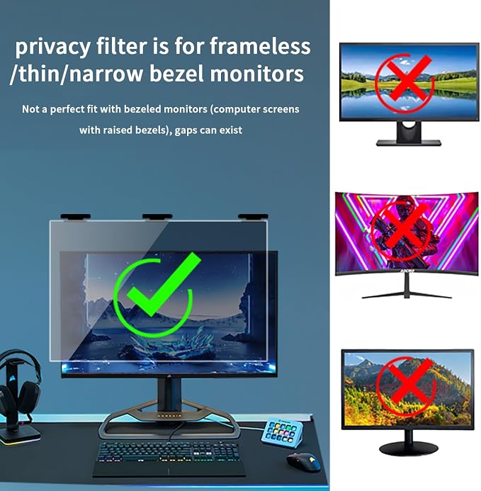2 Pack Magnetic Hanging Computer Privacy Screen 21.5 Inch - Image 2
