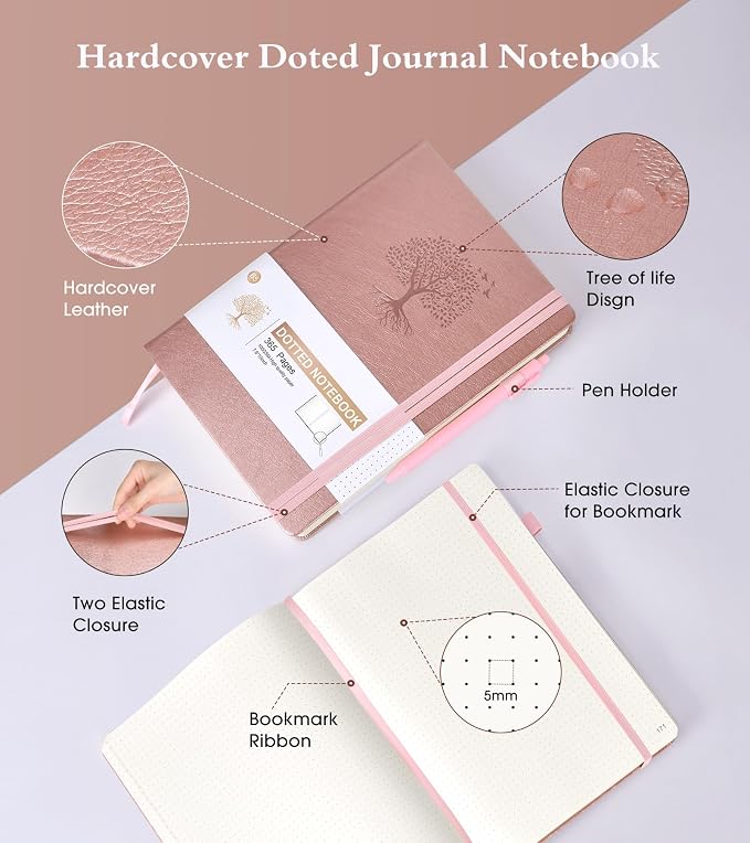 Ansopu Dotted Journal Notebook, 360 Numbered Pages Bullet Dot Grid Journals - Image 4