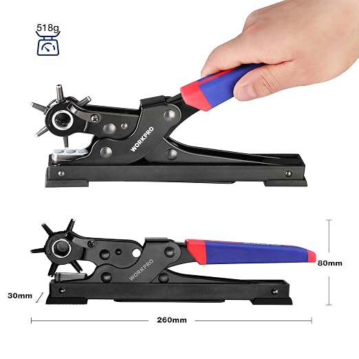 WORKPRO Leather Hole Punch Set, Desktop Rotary Belt Hole Puncher | Heavy Duty - Image 2