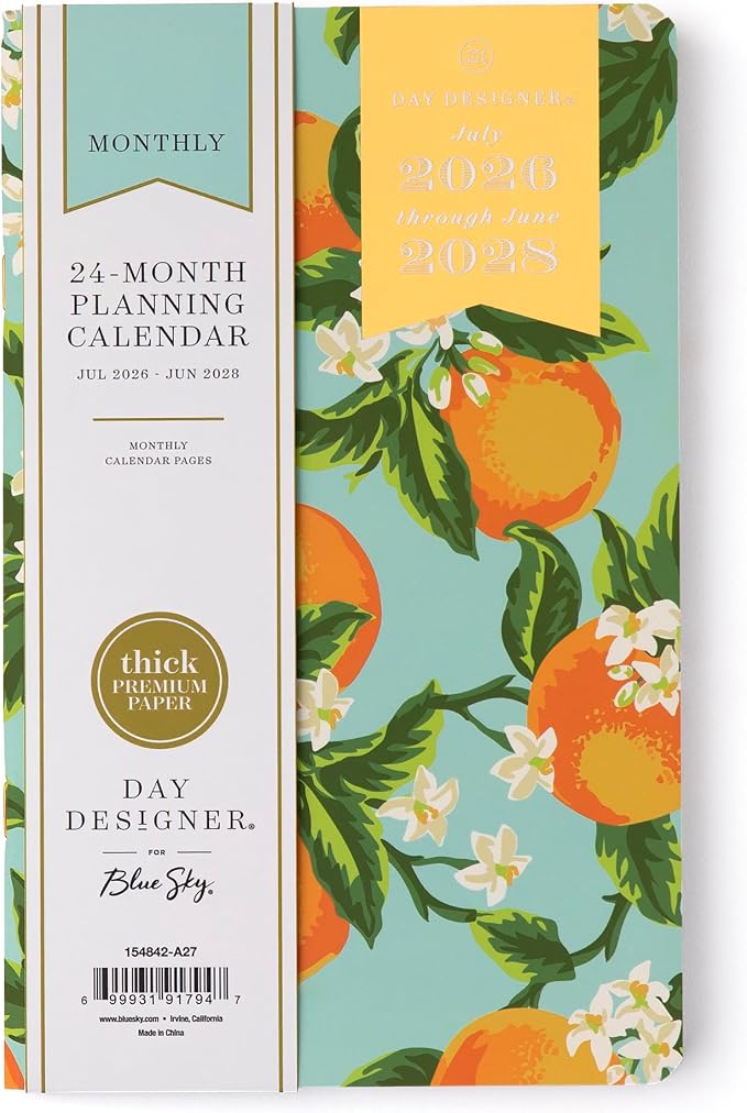 Blue Sky Day Designer 2026-2028 Monthly Academic Year 24 Month Planner Calendar by BlueSky