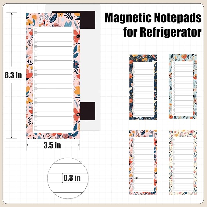 Koogel Magnetic Note Pads for Fridge, 4 Pack 200 Sheets Refrigerator Note Pad - Image 5