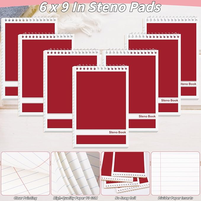 16 Pack Steno Pads 6 x 9 in Top Spiral Notebook Bulk Pack 960 Total Sheets - Image 3
