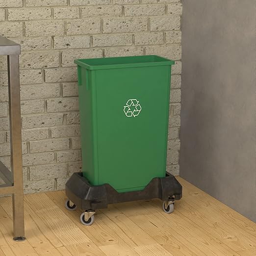 23 Gallon Green Recycle Slim Jim Trash Can with Dolly-DeskLoop Office