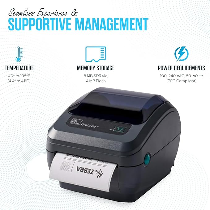 GK420D Zebra Direct Thermal Label & Barcode Printer - Parallel/USB Connectivity- 1 Year Warranty - Comes with 24V, 4x6 Label Roll, USB 2.0 Cable & Microfiber Cleaning Cloth-DeskLoop Office