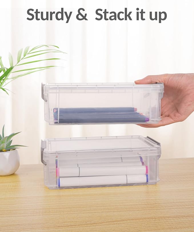 Sooez 6 Pack Extra Large Pencil Box, Plastic Hard Pencil Case Crayon Box Bulk - Image 3