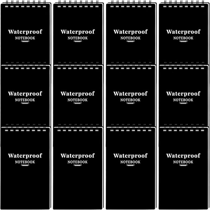 12 Pack 3x5" Waterproof Mini Notebook, Top Spiral Small Notepad by wavamawa