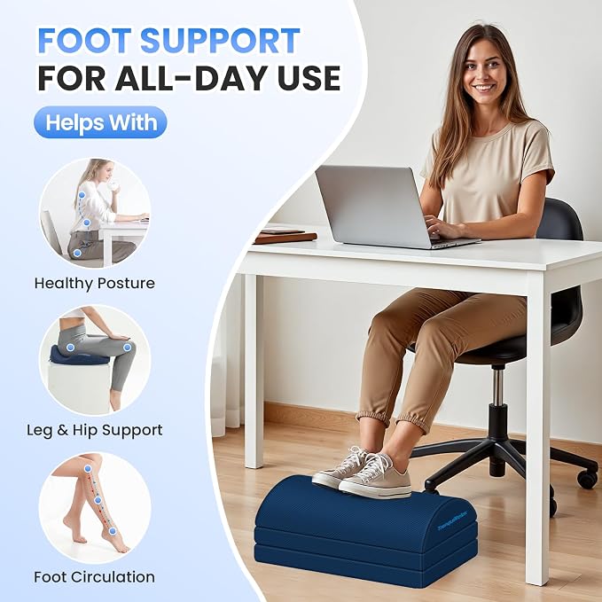 TranquilRelax Foot Rest for Under Desk at Work, Gaming Accessories Foot Stool - Image 4