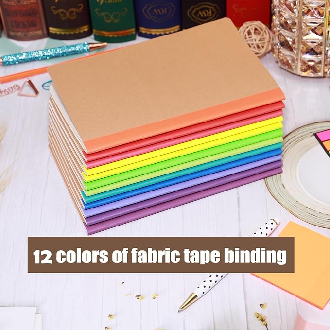 12 Pack A5 Kraft Notebook,Blank Pages - 60 Pages (30 Sheets),Sketch Book bulk, 8.3”x 5.5”Small Kraft Notebook