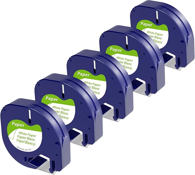 Wonfoucs Compatible with Dymo Label Make Refills 12 mm x 4 m 1/2 x 13 White by Wonfoucs