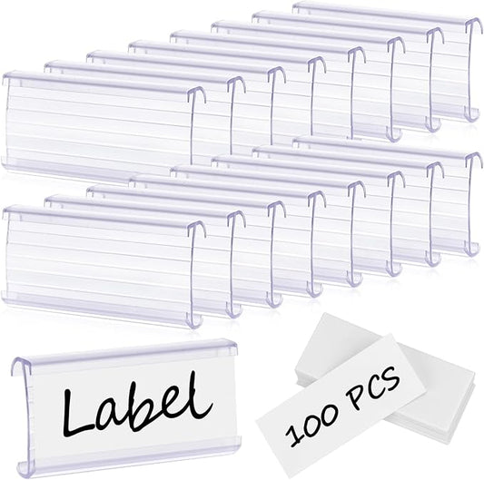 100 Pcs Wire Shelf Label Holder by Meetory